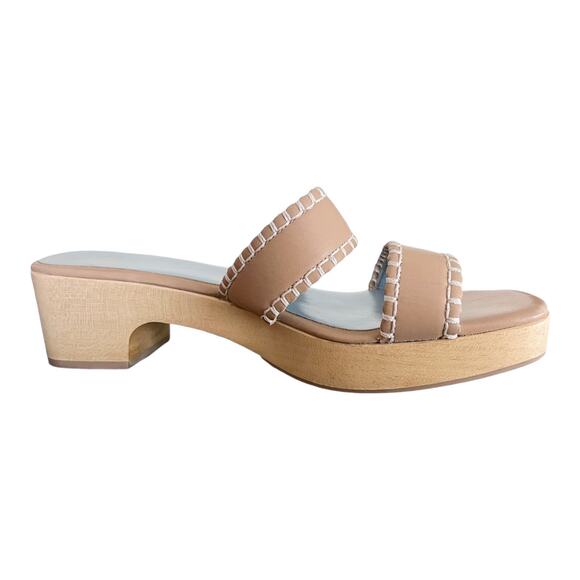 FRANCES VALENTINE Leather Sandals Clogs Wooden Soles Platform Slides Italy 9 EUC - Picture 11 of 13